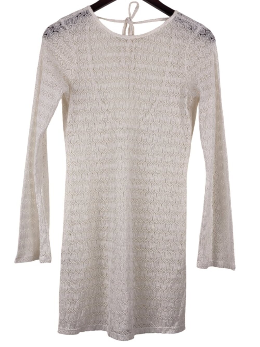 Long Sleeve White Crochet Mini Dress/Swim Cover Up
